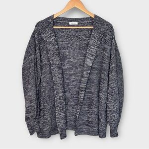 Adoon Plain Oversized Marled Knit Open Front Cardigan One Size